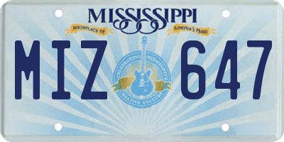 MS license plate MIZ647