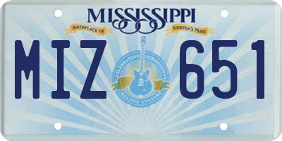 MS license plate MIZ651