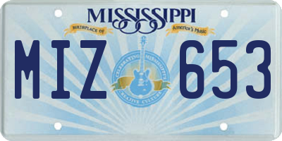 MS license plate MIZ653