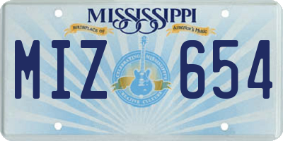 MS license plate MIZ654