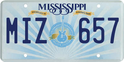 MS license plate MIZ657
