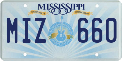 MS license plate MIZ660