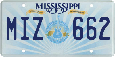 MS license plate MIZ662