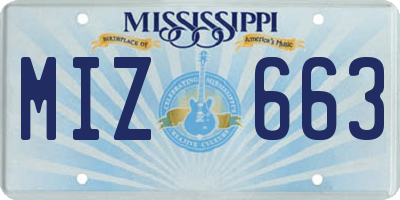 MS license plate MIZ663