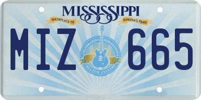 MS license plate MIZ665
