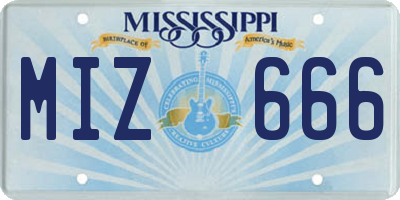 MS license plate MIZ666