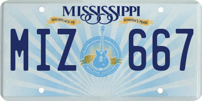 MS license plate MIZ667