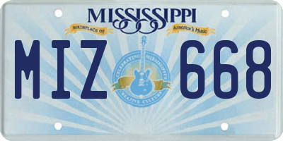 MS license plate MIZ668