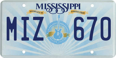 MS license plate MIZ670