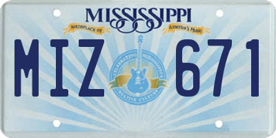 MS license plate MIZ671