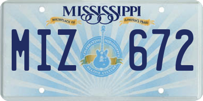 MS license plate MIZ672