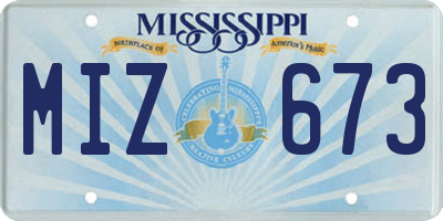 MS license plate MIZ673