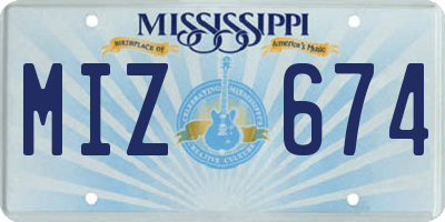 MS license plate MIZ674