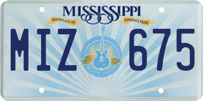 MS license plate MIZ675