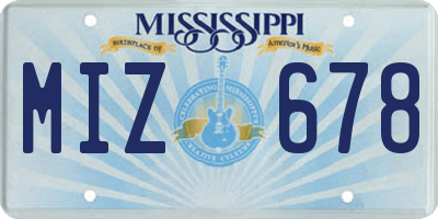 MS license plate MIZ678