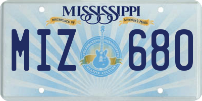 MS license plate MIZ680