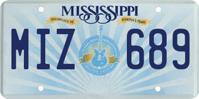 MS license plate MIZ689