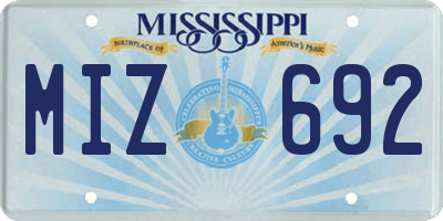 MS license plate MIZ692