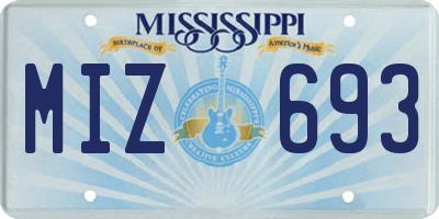 MS license plate MIZ693