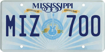 MS license plate MIZ700