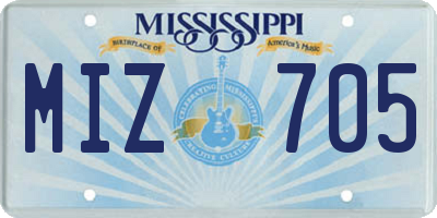 MS license plate MIZ705
