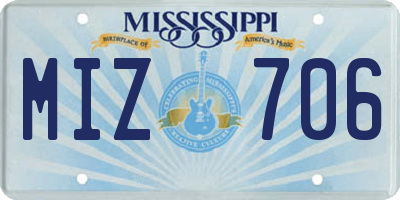 MS license plate MIZ706