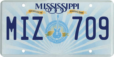 MS license plate MIZ709