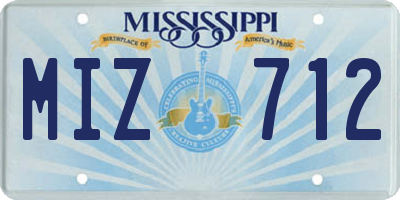 MS license plate MIZ712