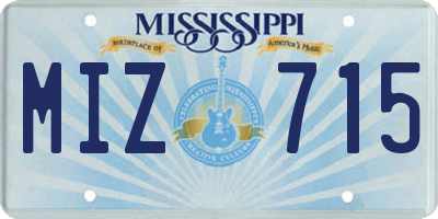 MS license plate MIZ715