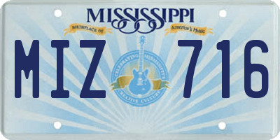MS license plate MIZ716