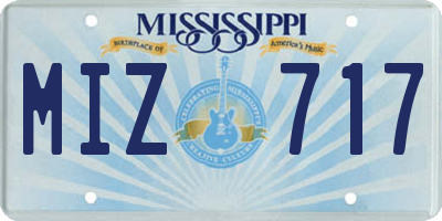 MS license plate MIZ717