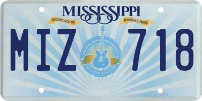 MS license plate MIZ718