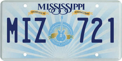 MS license plate MIZ721