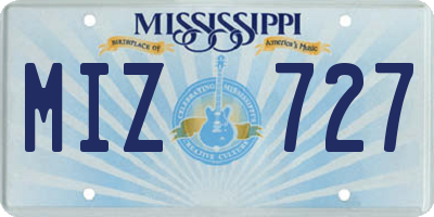 MS license plate MIZ727