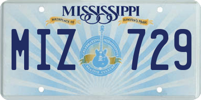 MS license plate MIZ729