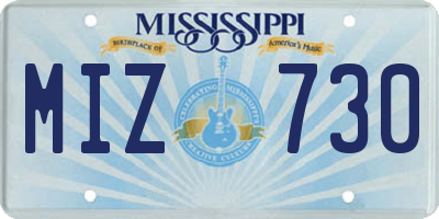 MS license plate MIZ730