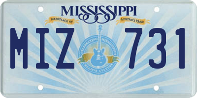 MS license plate MIZ731