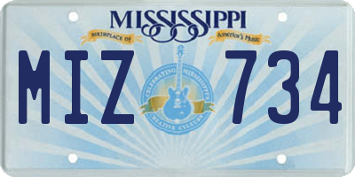 MS license plate MIZ734