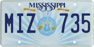 MS license plate MIZ735