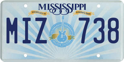 MS license plate MIZ738