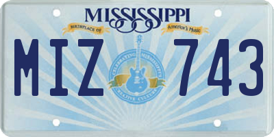 MS license plate MIZ743
