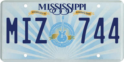 MS license plate MIZ744