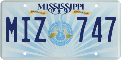 MS license plate MIZ747