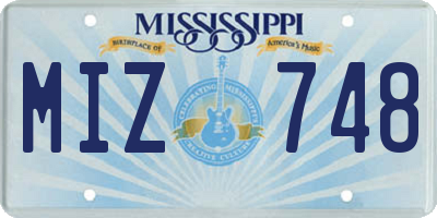 MS license plate MIZ748