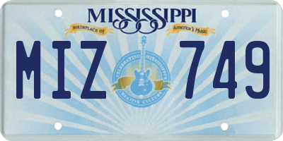 MS license plate MIZ749