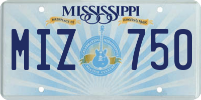 MS license plate MIZ750