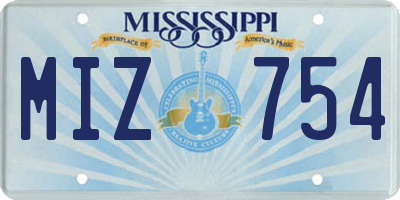 MS license plate MIZ754