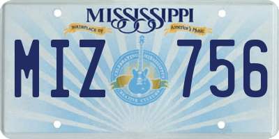 MS license plate MIZ756