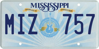 MS license plate MIZ757