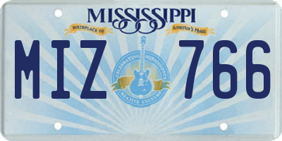 MS license plate MIZ766